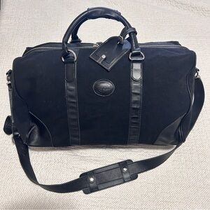 Roots Heavy Duty Canvas w/ Leather Trim Black Duffle Travel Bag- 19”